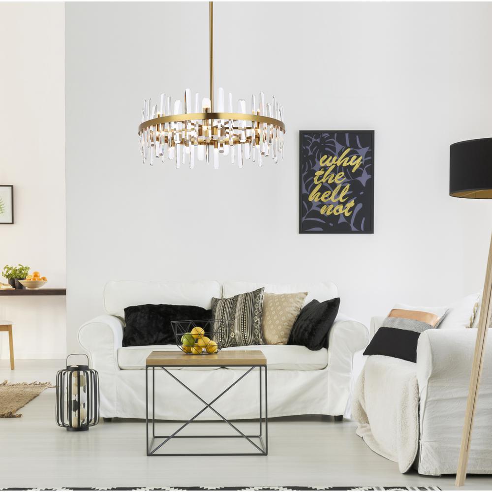 Serena 32 inch crystal round chandelier in satin gold