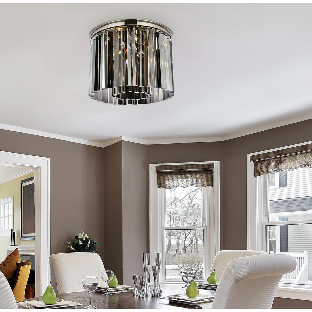 Sydney 6 light polished nickel Flush Mount Silver Shade (Grey) Royal Cut Crystal