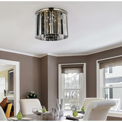 Sydney 6 light polished nickel Flush Mount Silver Shade (Grey) Royal Cut Crystal