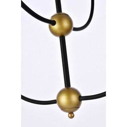 Lennon 31.5 inch pendant in black and brass with clear shade