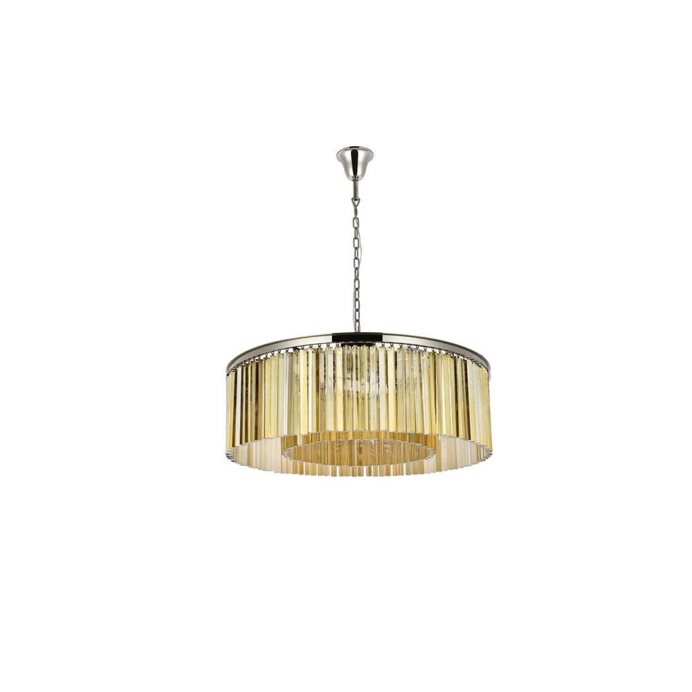 Sydney 10 light polished nickel Chandelier Golden Teak (Smoky) Royal Cut Crystal