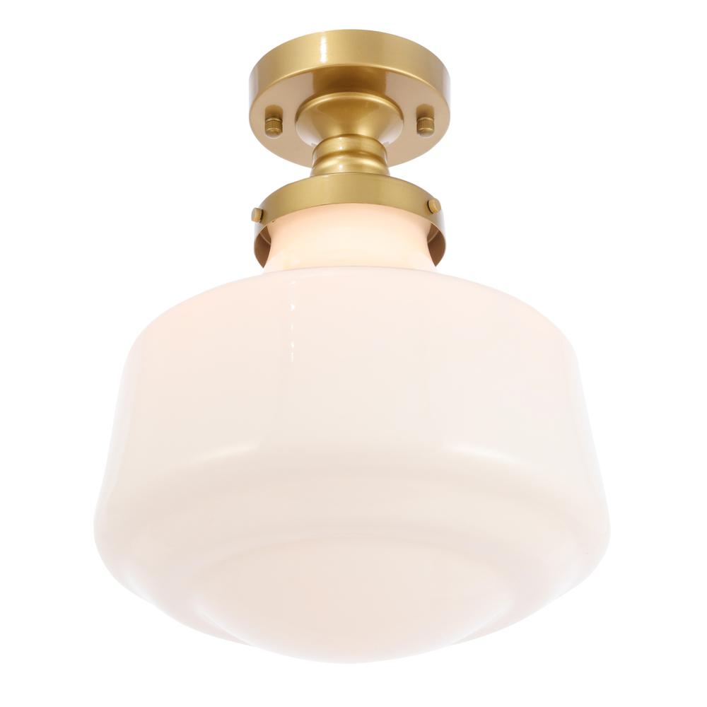 Lyle 1 light Brass and frosted white glass Flush mount