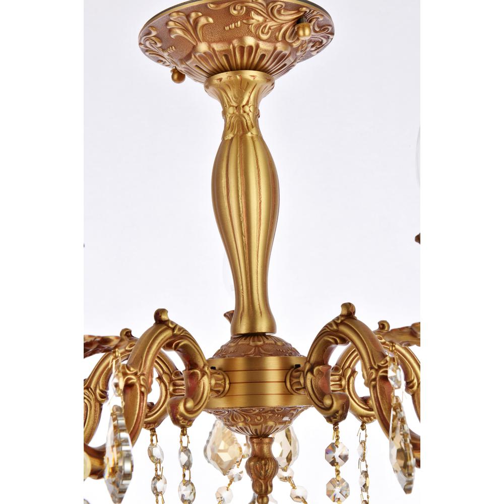 Rosalia 5 light French Gold Flush Mount Golden Teak (Smoky) Royal Cut Crystal