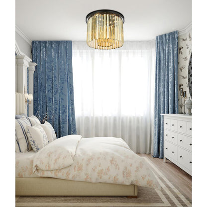 Sydney 6 light Matte Black Flush Mount Golden Teak (Smoky) Royal Cut Crystal