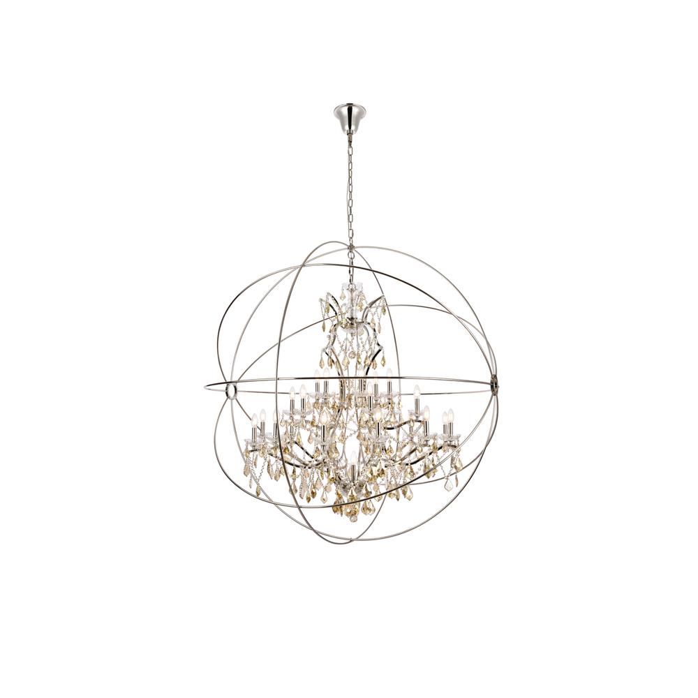 Geneva 25 light polished nickel Chandelier Golden Teak (Smoky) Royal Cut crystal