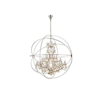 Geneva 25 light polished nickel Chandelier Golden Teak (Smoky) Royal Cut crystal