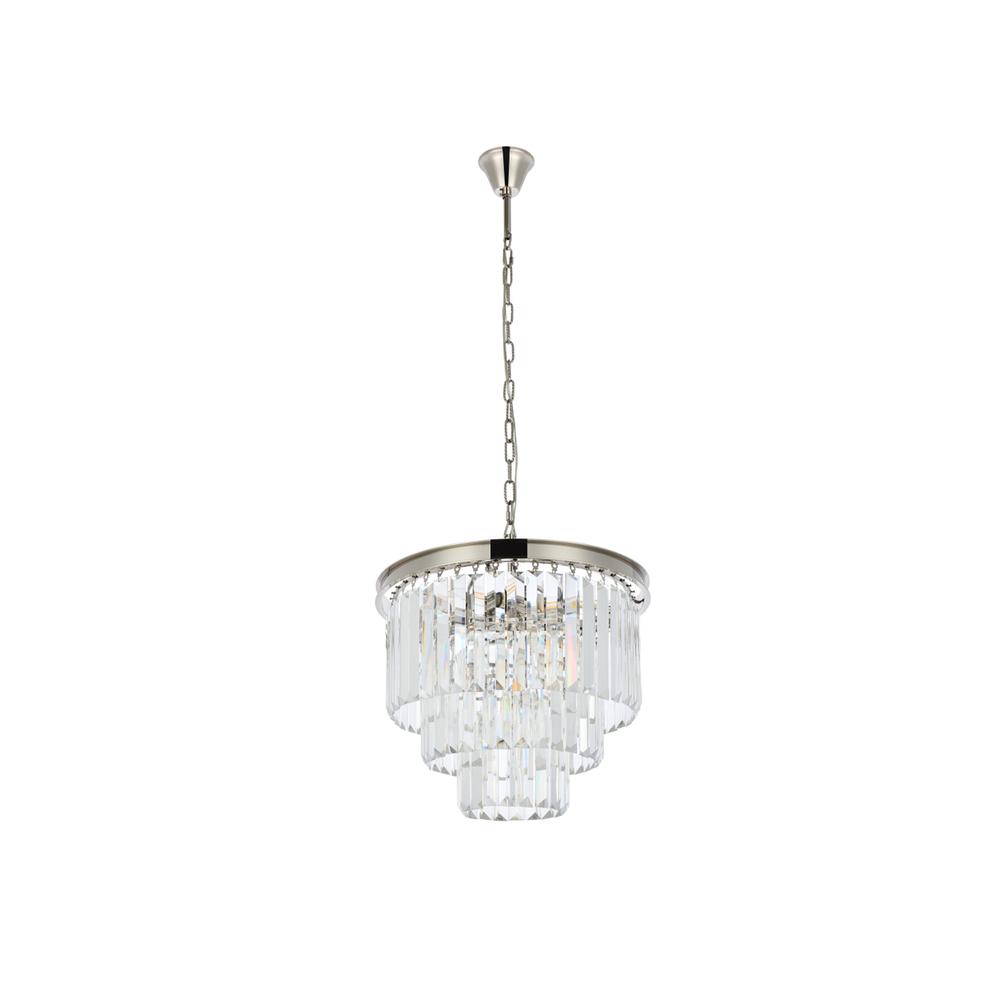 Sydney 9 light polished nickel Chandelier Clear Royal Cut Crystal