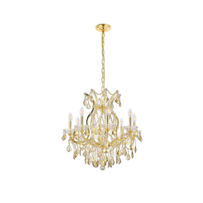Maria Theresa 9 light Gold Chandelier Golden Teak (Smoky) Royal Cut Crystal