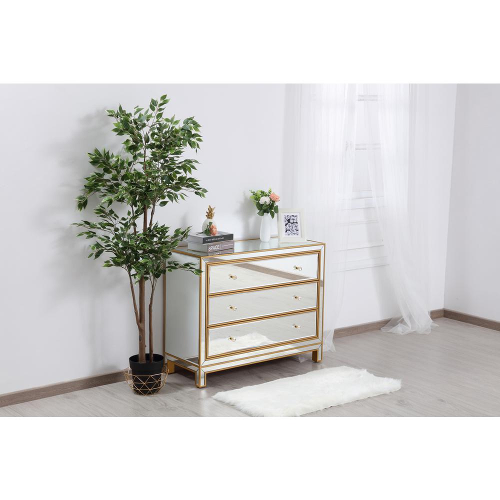 Chest 3 drawers 40in. W x 16in. D x 32in. H in gold