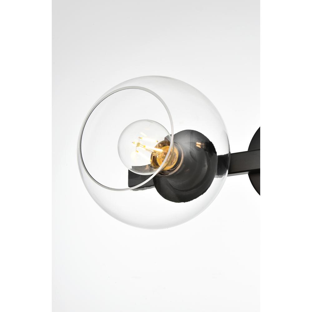 Rogelio 2 light Black and Clear Bath Sconce
