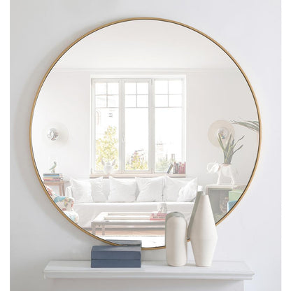 Metal frame Round Mirror 48 inch Brass finish