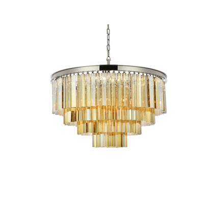 Sydney 17 light polished nickel Chandelier Golden Teak (Smoky) Royal Cut Crystal