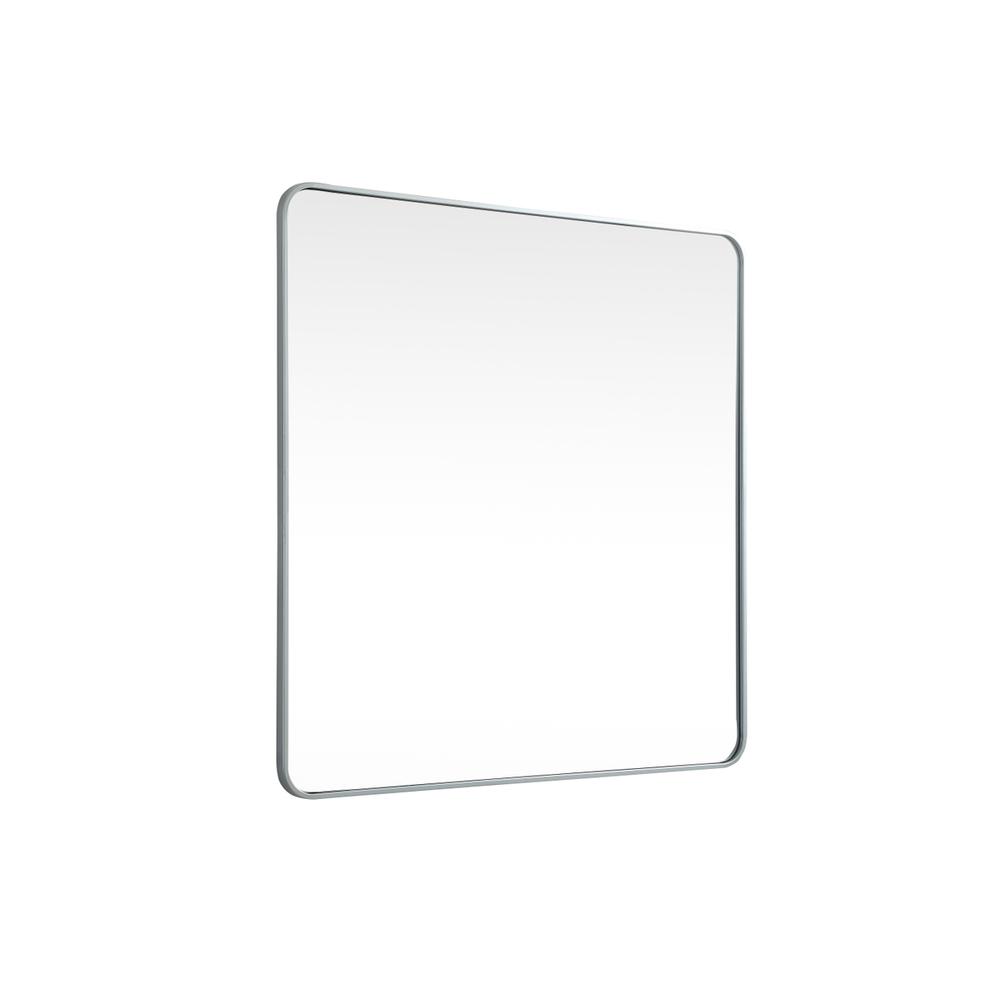 Soft corner metal square mirror 42x42 inch in Silver