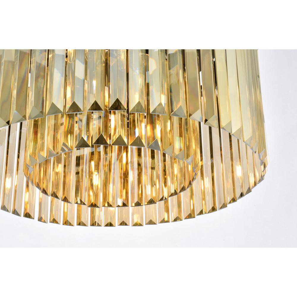 Sydney 8 light Matte Black Flush Mount Golden Teak (Smoky) Royal Cut Crystal