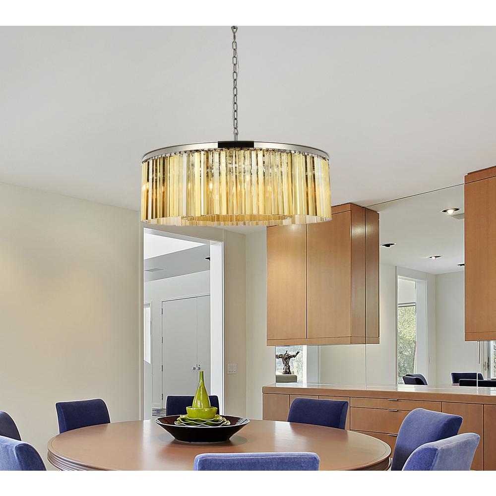 Sydney 10 light polished nickel Chandelier Golden Teak (Smoky) Royal Cut Crystal