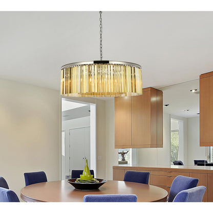 Sydney 10 light polished nickel Chandelier Golden Teak (Smoky) Royal Cut Crystal