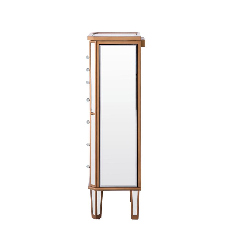 7 Drawer Jewelry Armoire 18 in. x 12 in. x 41 in. in Gold Clear