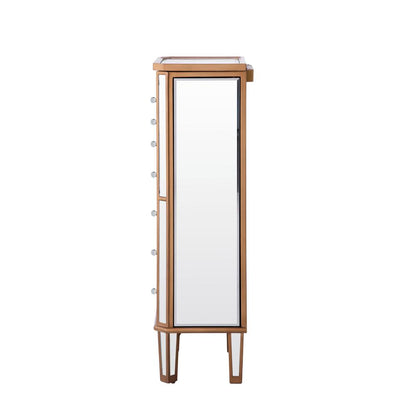 7 Drawer Jewelry Armoire 18 in. x 12 in. x 41 in. in Gold Clear