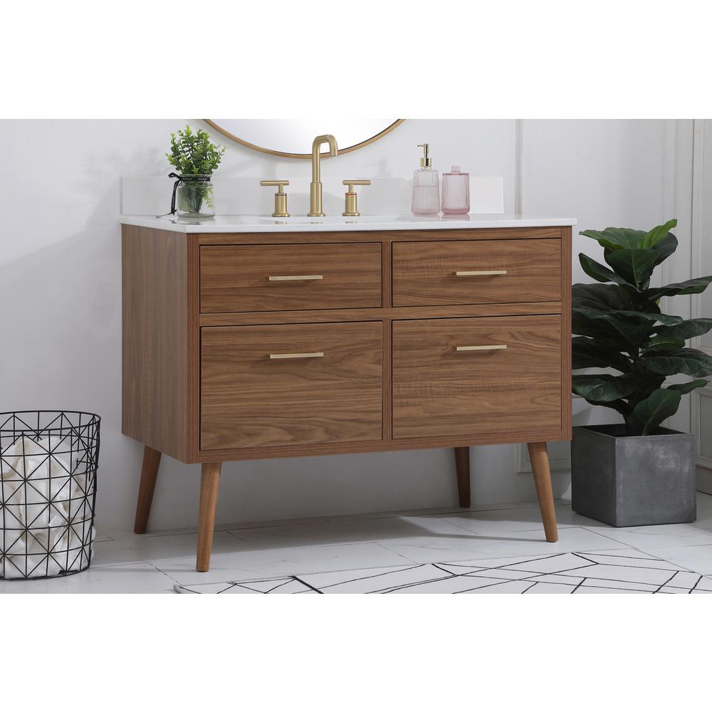 42 inch bathroom Vanity in Walnut Brown with Backsplash