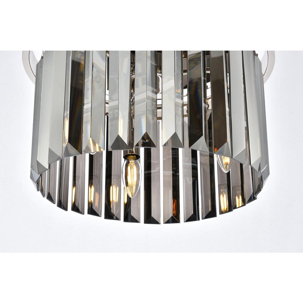 Sydney 3 light polished nickel Flush Mount Silver Shade (Grey) Royal Cut Crystal