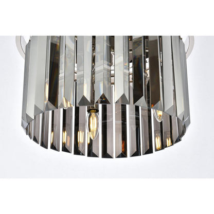 Sydney 3 light polished nickel Flush Mount Silver Shade (Grey) Royal Cut Crystal