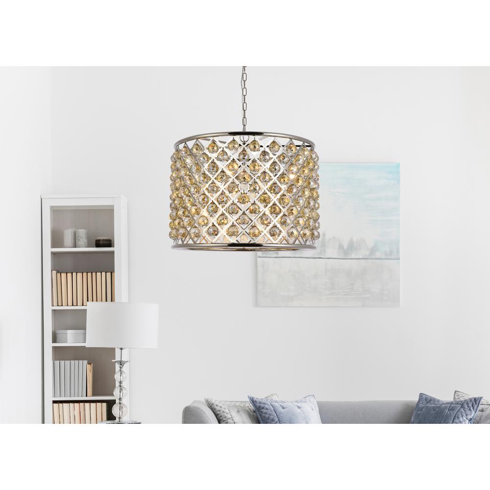 Madison 8 light polished nickel Chandelier Golden Teak (Smoky) Royal Cut Crystal