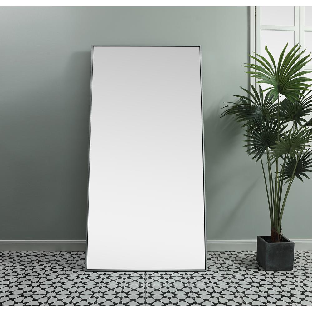 Metal Frame Rectangle Full Length Mirror 36x72 Inch in Silver