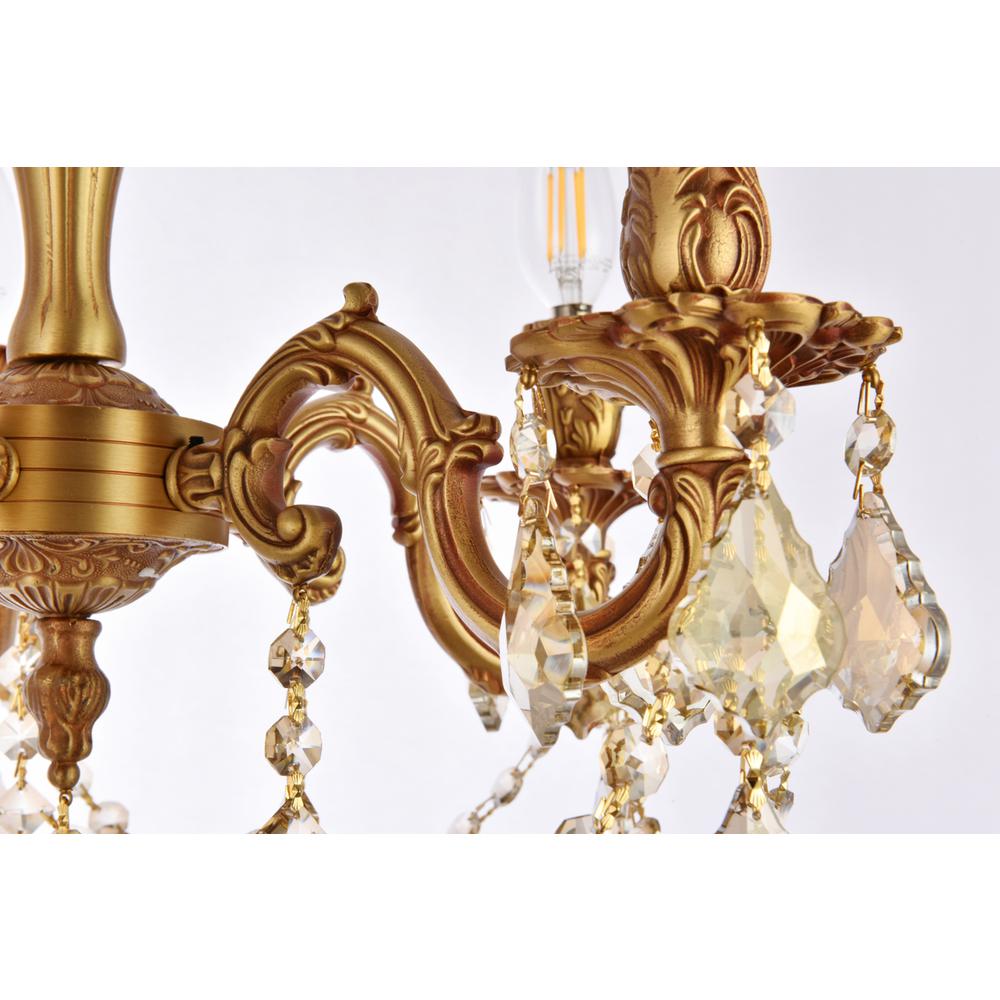 Rosalia 5 light French Gold Flush Mount Golden Teak (Smoky) Royal Cut Crystal