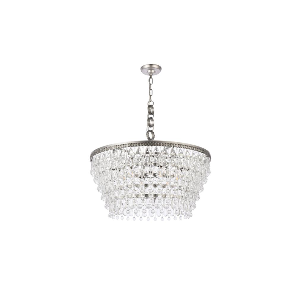 Nordic 6 light antique silver Chandelier Clear Royal Cut Crystal