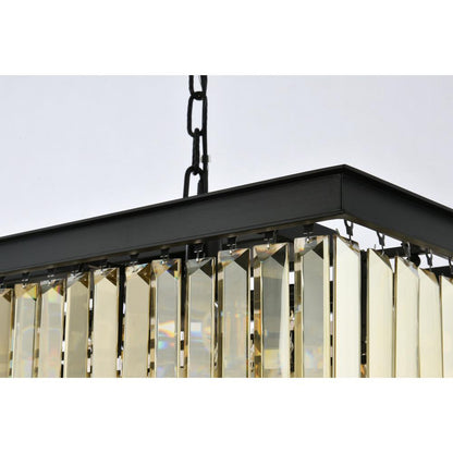 Sydney 12 light Matte Black Chandelier Golden Teak (Smoky) Royal Cut Crystal