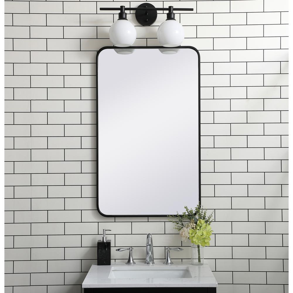 Soft corner metal rectangular mirror 22x36 inch in Black