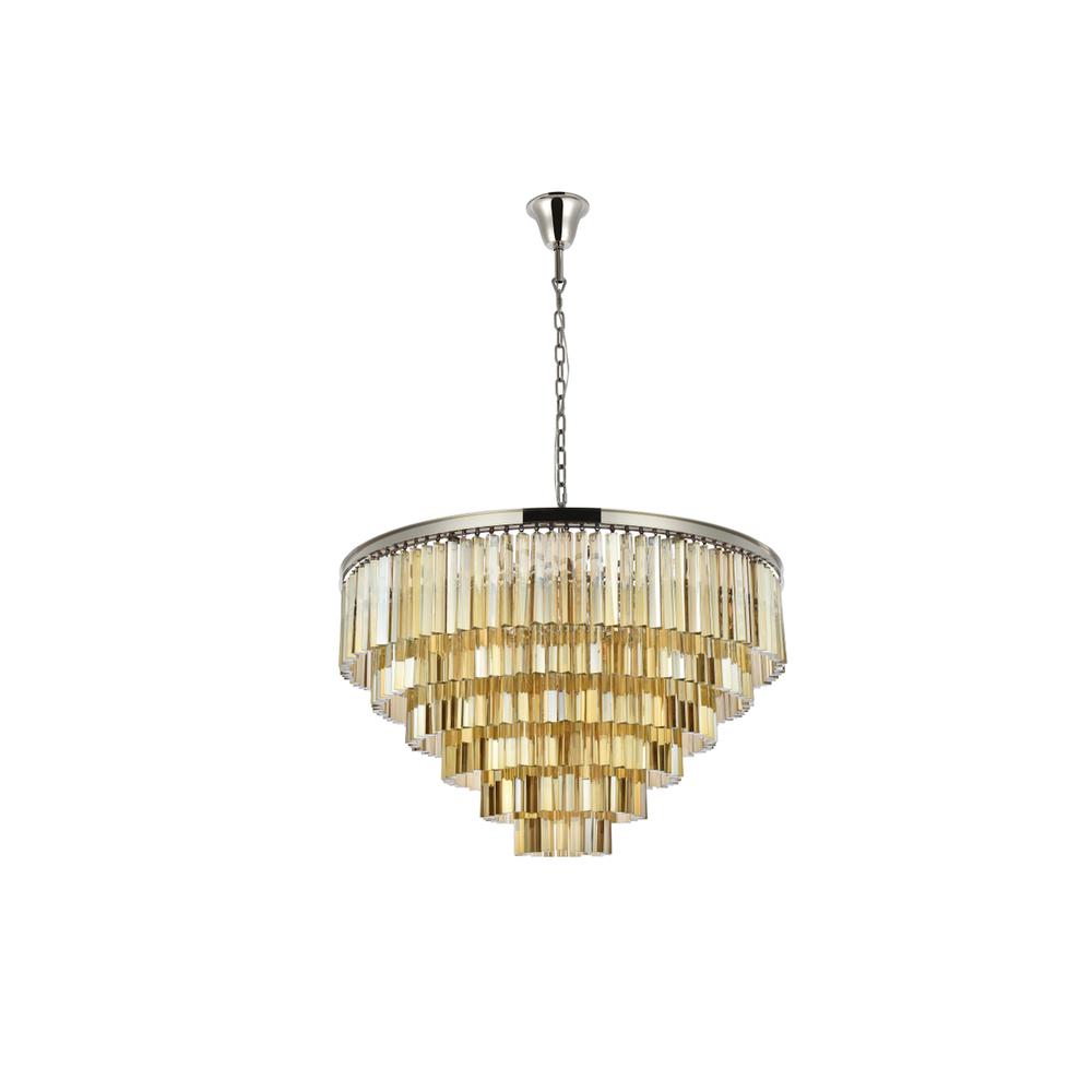 Sydney 33 light polished nickel Chandelier Golden Teak (Smoky) Royal Cut Crystal