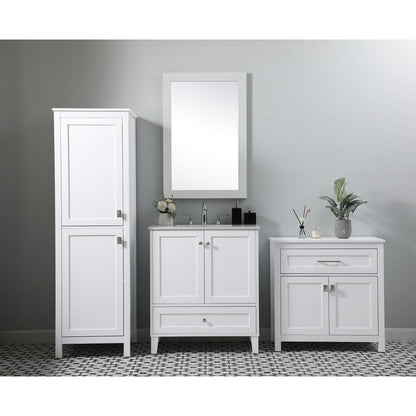 20 Inch Wide Bathroom Linen Storage Freestanding Cabinet In White