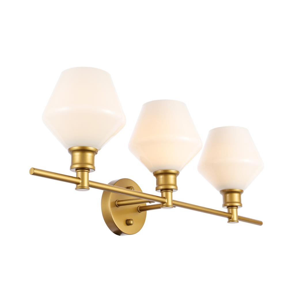Gene 3 light Brass and Frosted white glass Wall sconce
