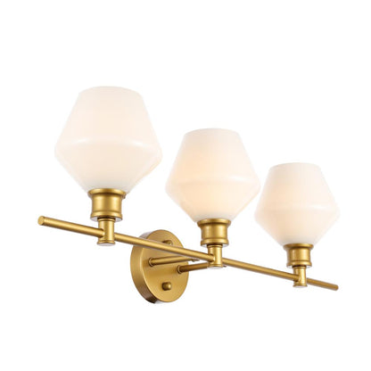 Gene 3 light Brass and Frosted white glass Wall sconce
