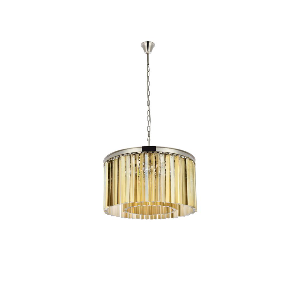 Sydney 8 light polished nickel Chandelier Golden Teak (Smoky) Royal Cut Crystal