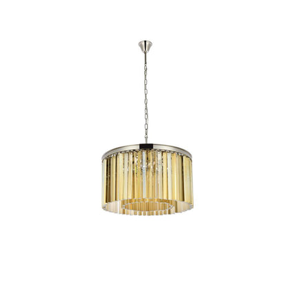 Sydney 8 light polished nickel Chandelier Golden Teak (Smoky) Royal Cut Crystal