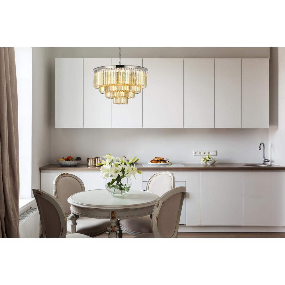 Sydney 17 light polished nickel Chandelier Golden Teak (Smoky) Royal Cut Crystal
