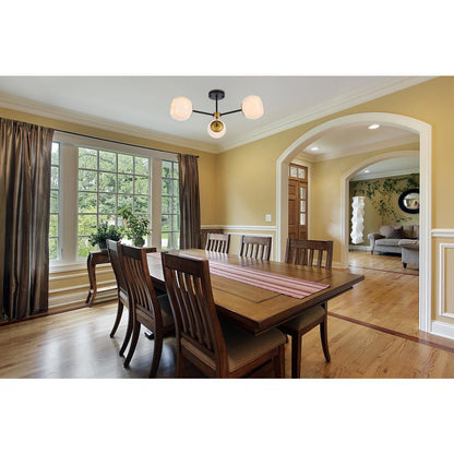 Briggs 26 inch flush mount in black and brass with white shade
