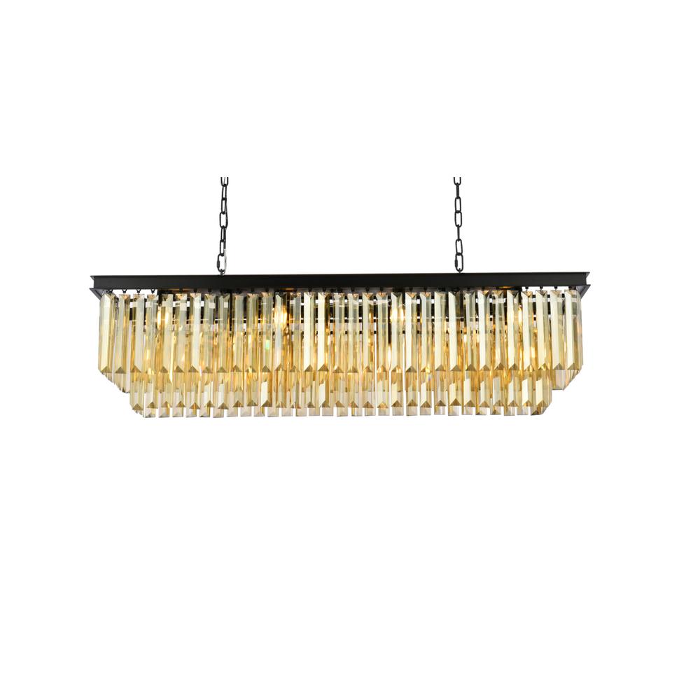 Sydney 12 light Matte Black Chandelier Golden Teak (Smoky) Royal Cut Crystal