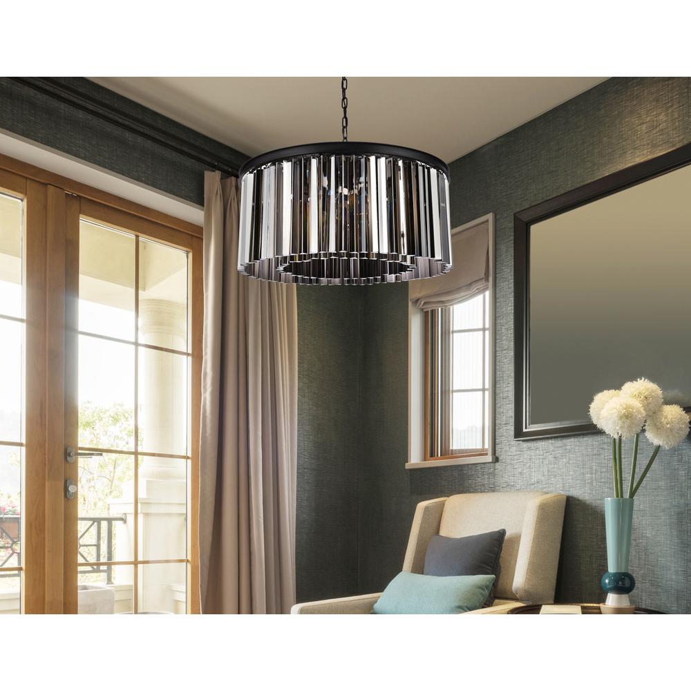 Sydney 8 light Matte Black Chandelier Silver Shade (Grey) Royal Cut Crystal