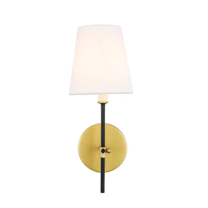 Mel 1 light Brass and Black and White shade wall sconce