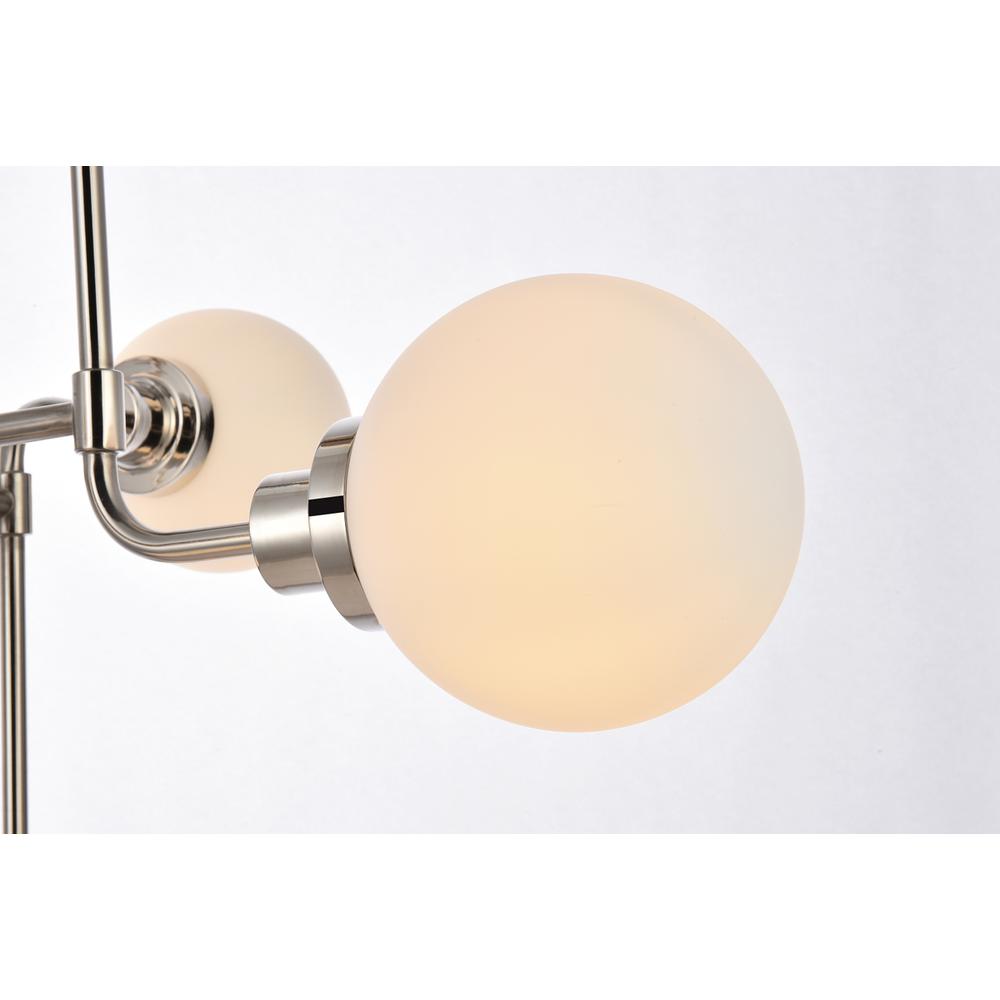 Hanson 8 lights pendant in polished nickel with frosted shade