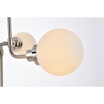 Hanson 8 lights pendant in polished nickel with frosted shade