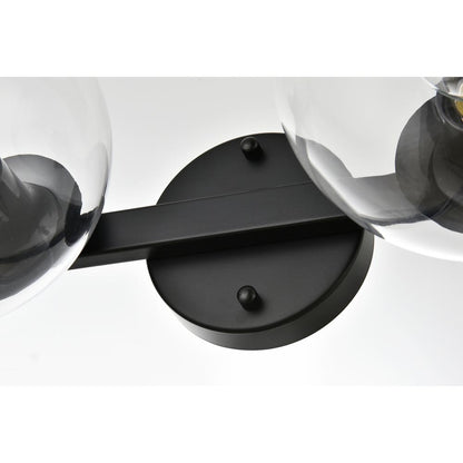 Rogelio 2 light Black and Clear Bath Sconce