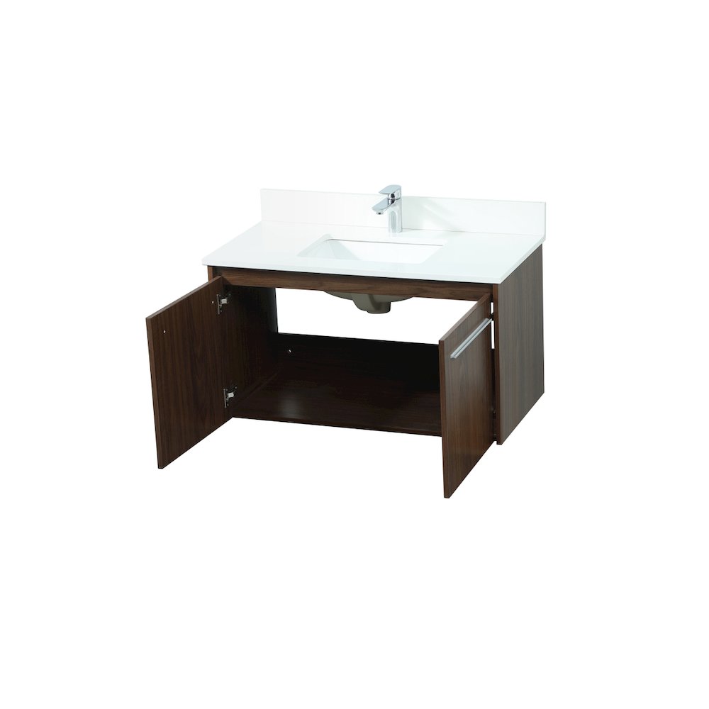 36 Inch Single Bathroom Vanity In Walnut With Backsplash