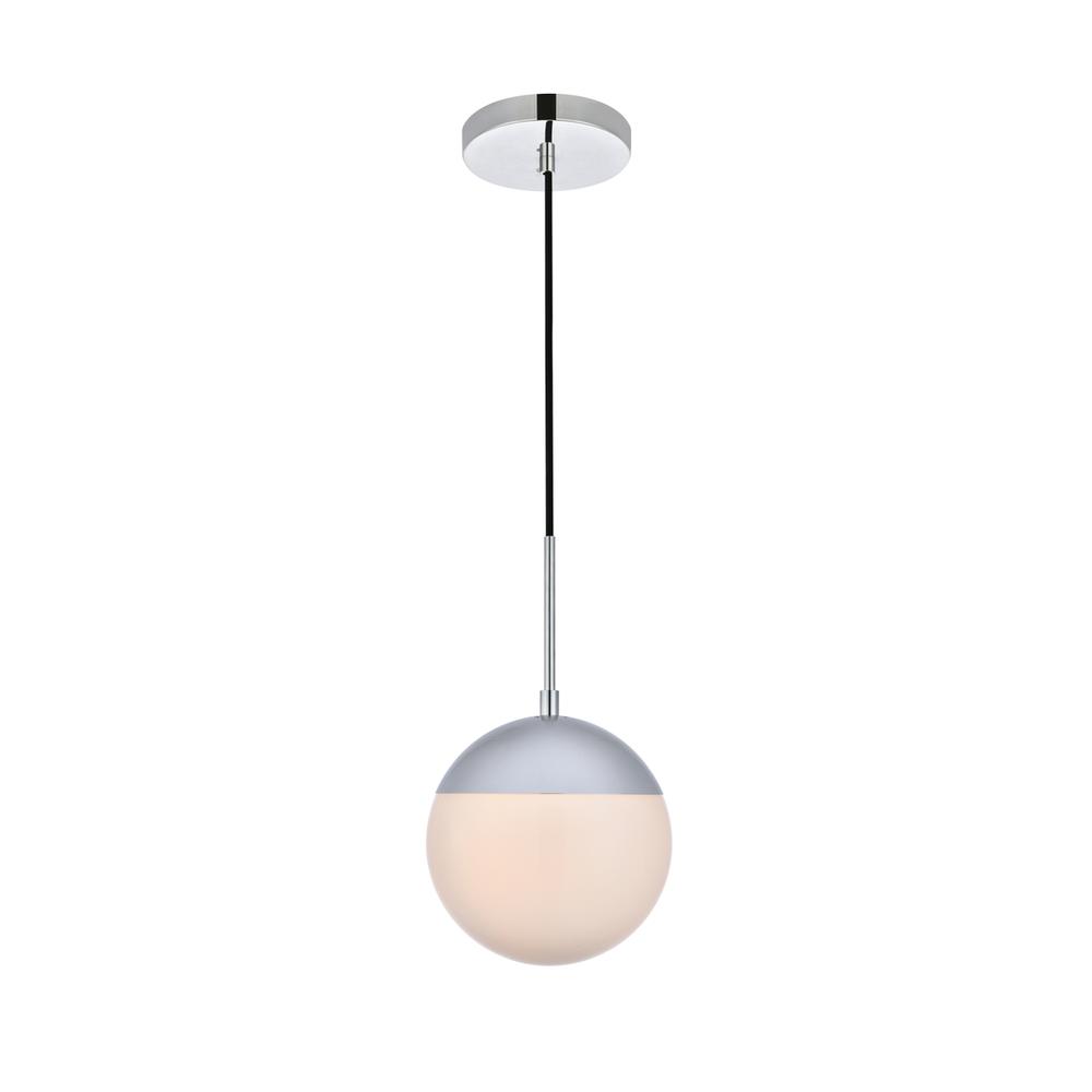 Eclipse 1 Light Chrome Pendant With Frosted White Glass