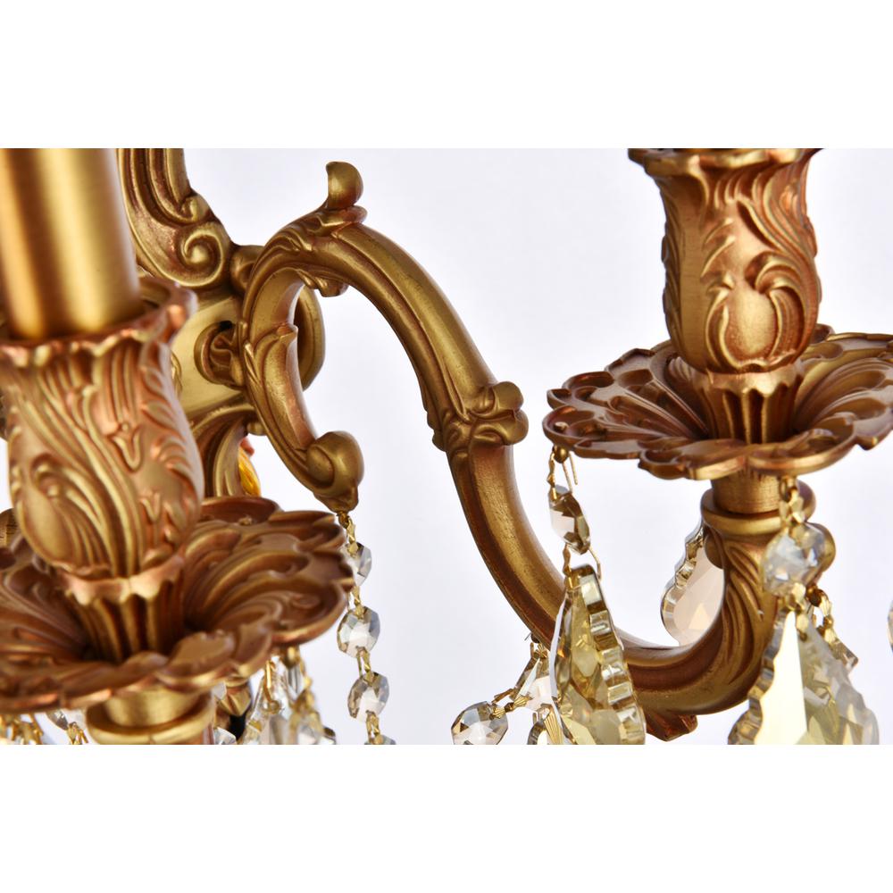 Monarch 5 light French Gold Wall Sconce Golden Teak (Smoky) Royal Cut Crystal