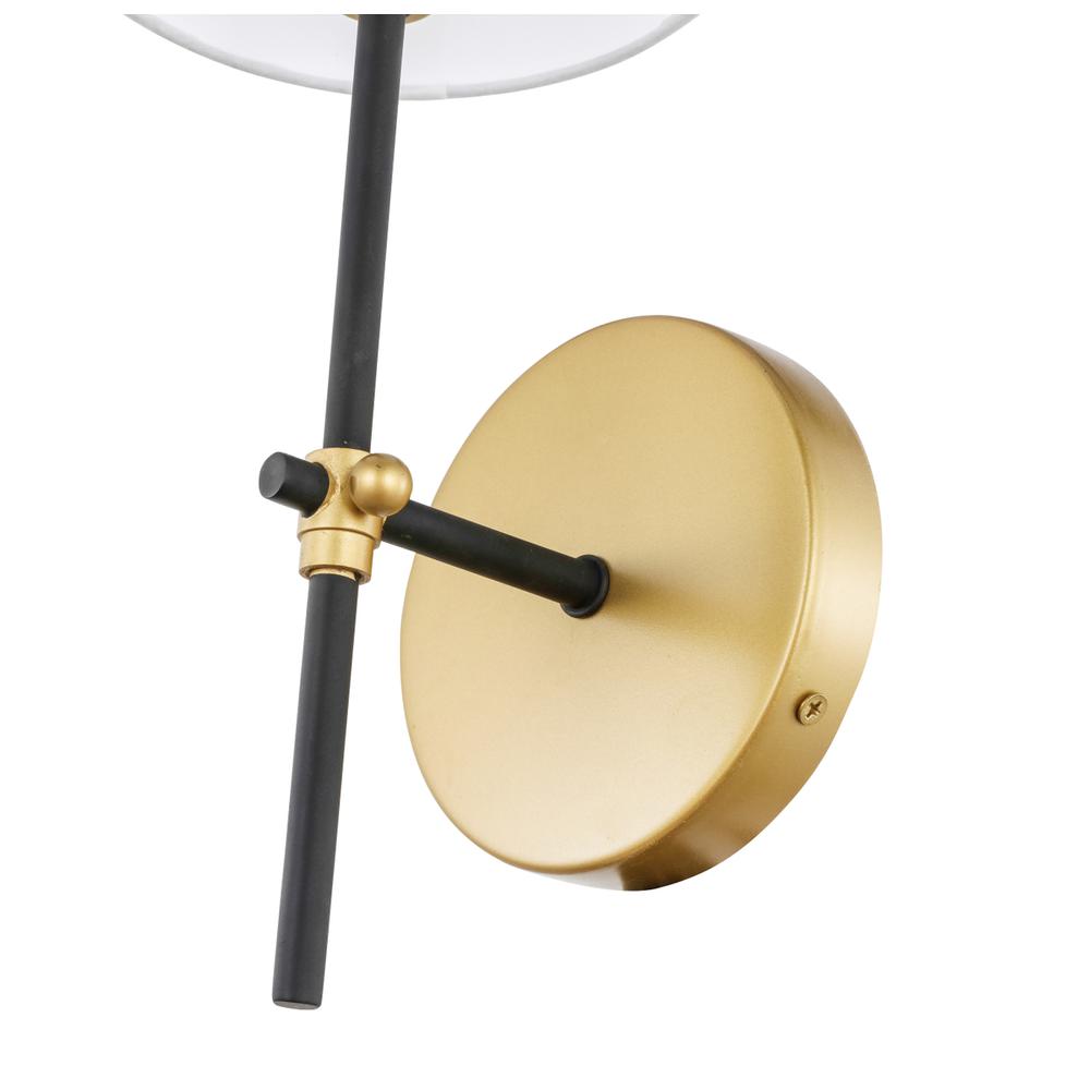 Mel 1 light Brass and Black and White shade wall sconce