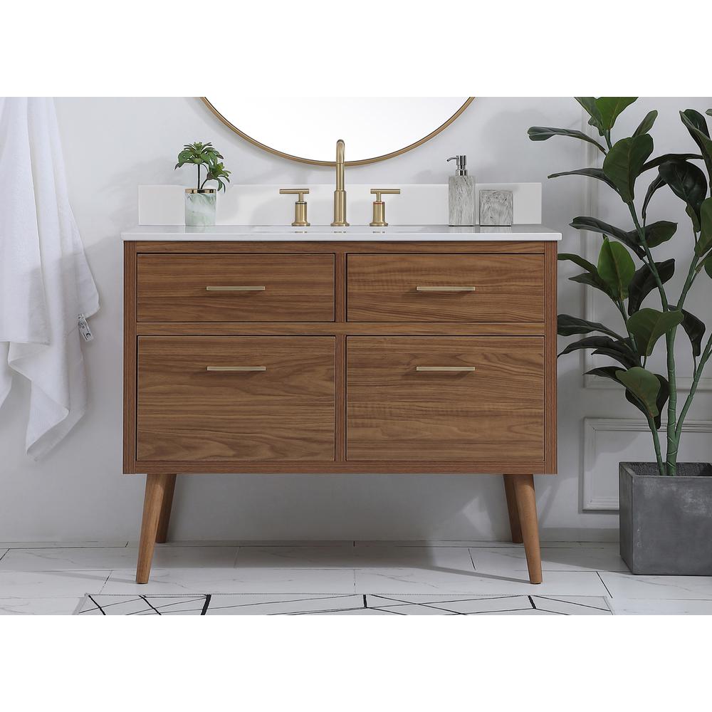 42 inch bathroom Vanity in Walnut Brown with Backsplash